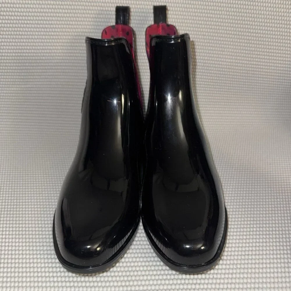 Lauren Ralph Lauren Tally Bo Rubber PVC Ankle Rain Chelsea Boots Black Size 8B